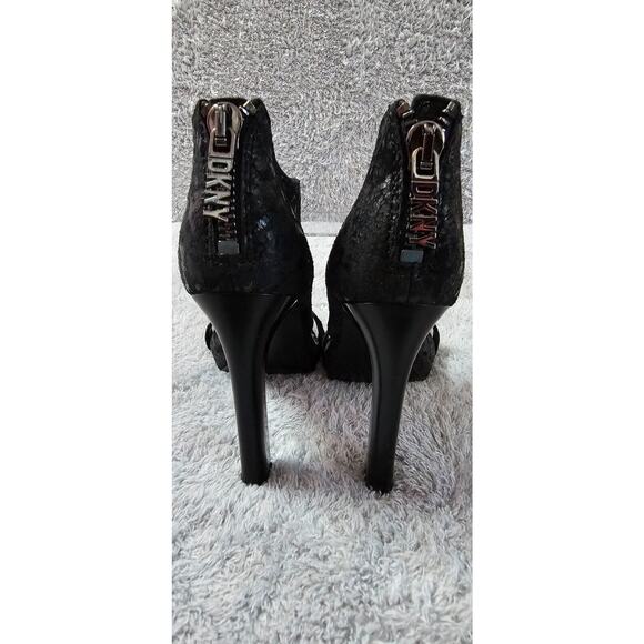 NWOB DKNY Dava Ankle Cuff LOGO Zip Back Platform Dress Heels Sandals Sz 6M 36 B - Picture 6 of 10